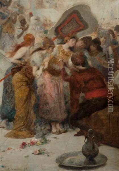 An Exotic Woman And Her Attendants Oil Painting - Fernand Cormon
