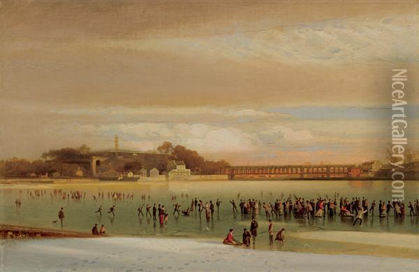 Skating On The Schuylkill Oil Painting - William Henry Howe