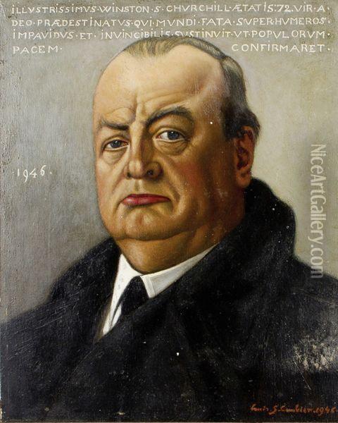 Portrait De Winston Churchill Oil Painting - Louis Gustave Cambier