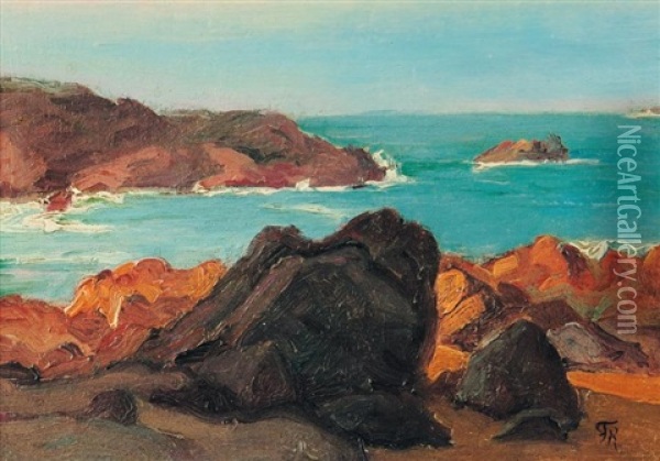 Rocher En Bretagne Oil Painting - Felicien Joseph Victor Rops