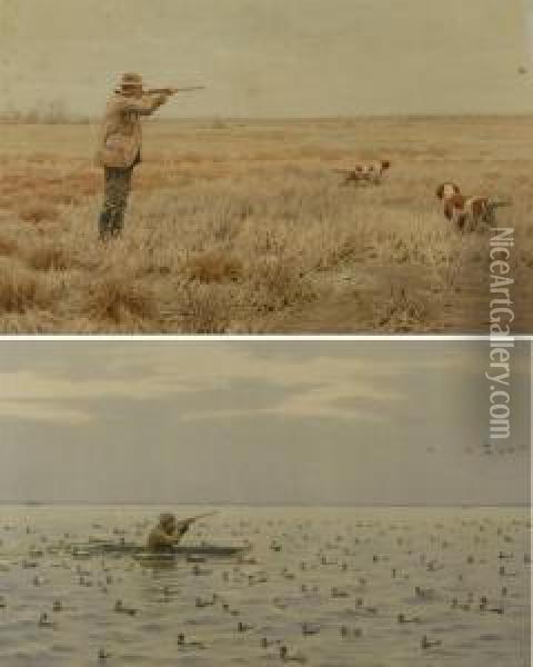 Duck Shooting From A Battery Oil Painting - Arthur Burdett (Sr.) Frost