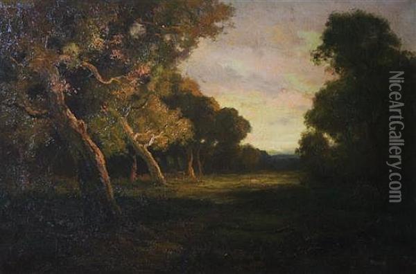 Forest At Dusk Oil Painting - Robert Crannell Minor