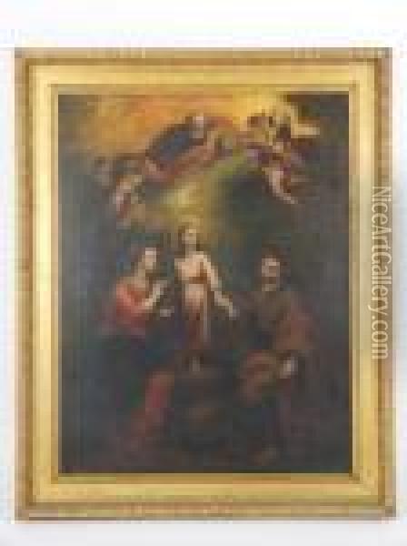 The Holy Family And The Heavenly Trinity Oil Painting - Bartolome Esteban Murillo