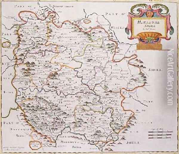 Map of Herefordshire 1695 Oil Painting - Robert Morden