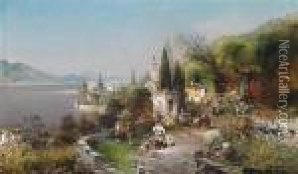 Italianlake View Oil Painting - Robert Alott