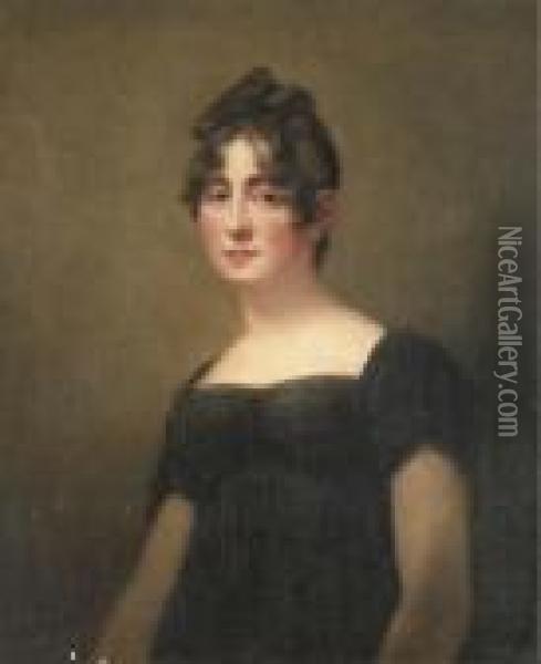 Portrait Of A Lady, Said To Be 
Mrs. Hamilton Dundas,three-quarter-length, In A Black Dress Oil Painting - Sir John Watson Gordon