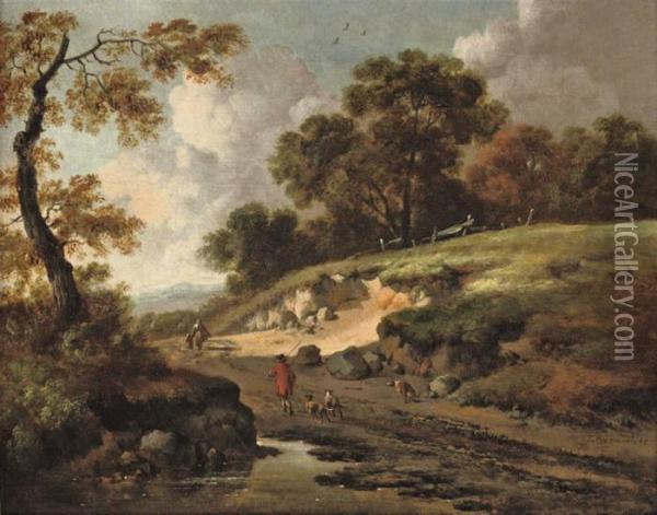 A Dune Landscape With Travellers On A Track Oil Painting - Jan Wijnants