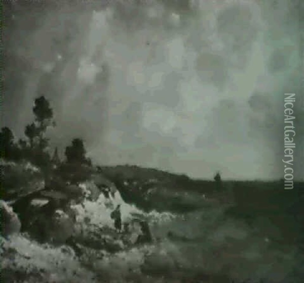 Landschaft Bei Aufziehendem Wetter Oil Painting - Friedrich Wilhelm Albert Dressler