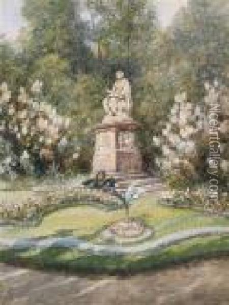 Das Schubertdenkmal Im Stadtpark Oil Painting - Friedrich Frank