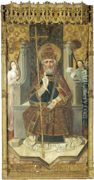 Saint Peter Enthroned With Angels Oil Painting - Bartolome Cardenas De Bermejo