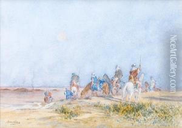 Arab Horsemen Oil Painting - Narcisse Berchere