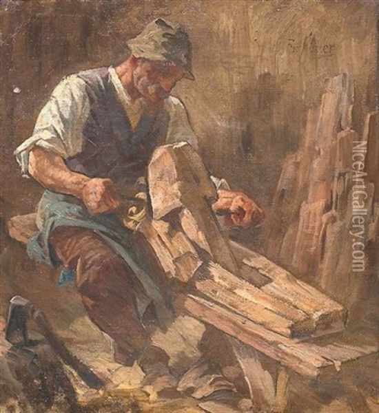 An Der Schnitzbude Oil Painting - Friedrich von Keller