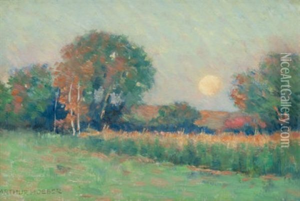 Summer Landscape At Sunset Oil Painting - Arthur Hoeber