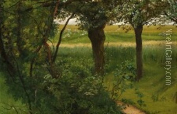 Sti Ved En Mark Oil Painting - Vilhelm Peter Karl Kyhn