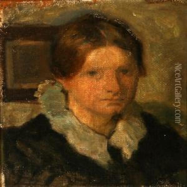 Portrait Of A Woman Oil Painting - Herman A. Vedel