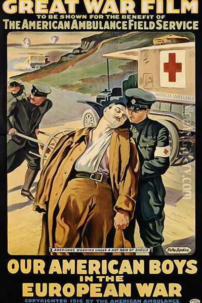 Poster advertising the film Our American Boys in the European War Oil Painting - Victor Francois Tardieu