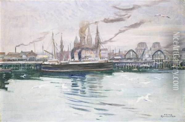 Marine - Ostende Oil Painting - Franz (Bernard) Gailliard