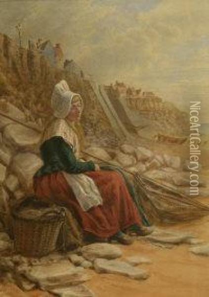 Portrait Of Fisherwoman Oil Painting - David Mossman