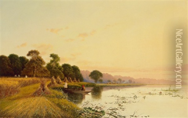 Eine Flusslandschaft Oil Painting - Edwin Henry Boddington