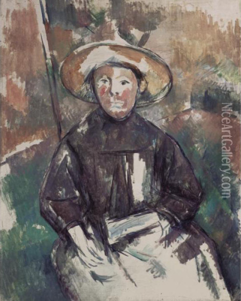 Enfant Au Chapeau De Paille Oil Painting - Paul Cezanne