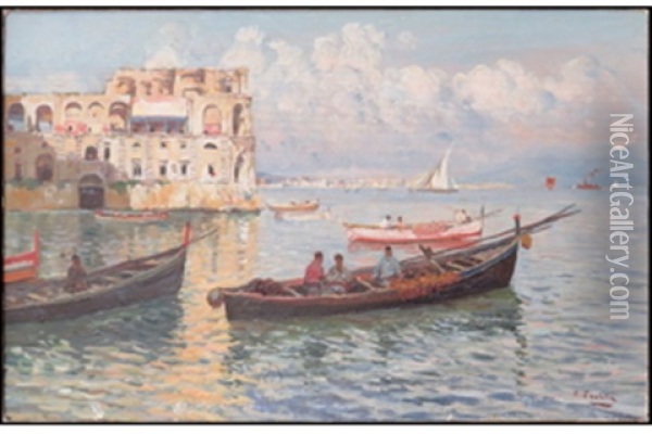 Afternoon Boaters Oil Painting - Attilio Pratella