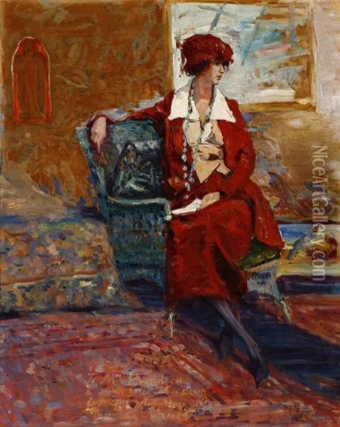 Seated Portrait Of Mrs. Hamilton Oil Painting - Thomas Hunt