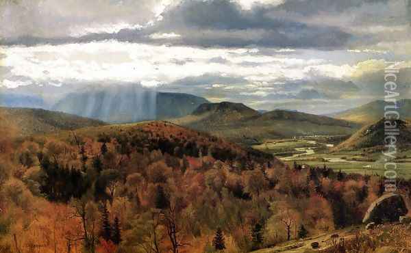 Autumn Landscape - Shelburne, VT Oil Painting - John George Brown