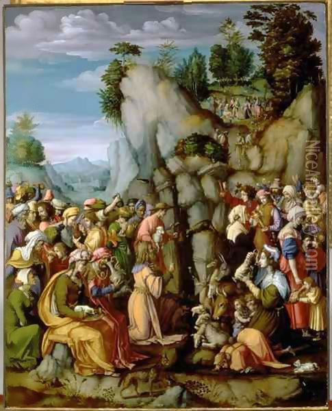 Moses Striking the Rock Oil Painting - Francesco Ubertini Bacchiacca II