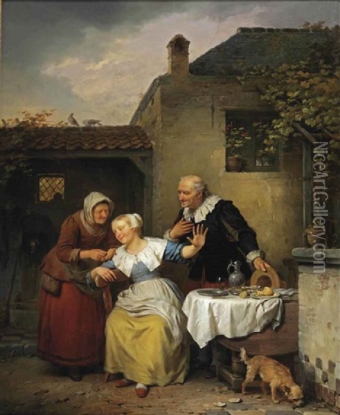 The Proposal Oil Painting - Ferdinand de Braekeleer the Elder