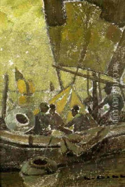 Venezianische Fischer In Der Lagune Oil Painting - Ludwig Dill