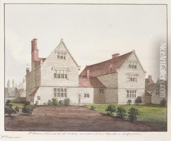 Mrs Brown's School At Harrold, Bedfordshire Oil Painting - Thomas Fisher