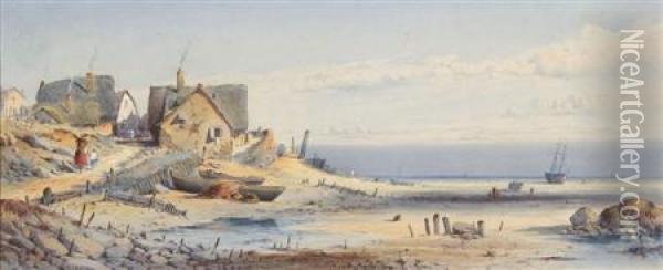 A Jetty In Winter Oil Painting - George Knox