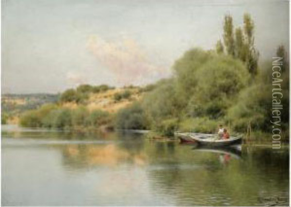 Remando En El Rio (rowing On The River) Oil Painting - Emilio Sanchez-Perrier