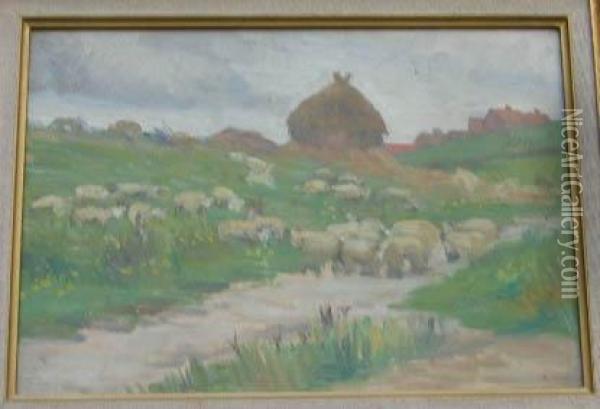 Troupeau De Mouton Oil Painting - Hippolyte Petitjean