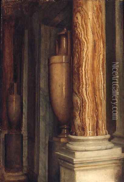 A Marble Interior Oil Painting - Sir Edward John Poynter