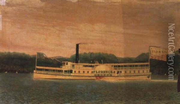 Steamboat 'florence' Oil Painting - James Bard
