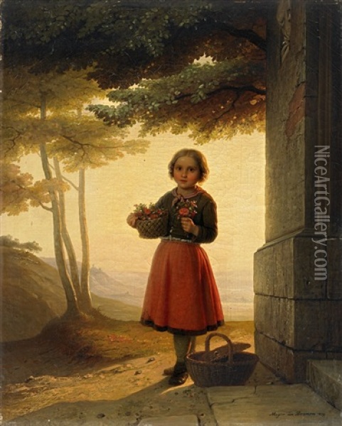 Das Blumenmadchen Oil Painting - Johann Georg Meyer von Bremen