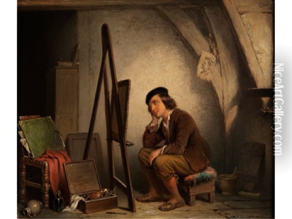 Maler Im Atelier Oil Painting - Napoleon Francois Ghesquiere