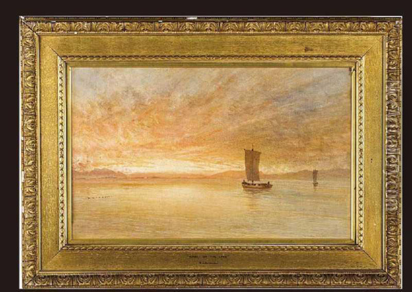 Sunset On The Lake Oil Painting - William Matthew Hale