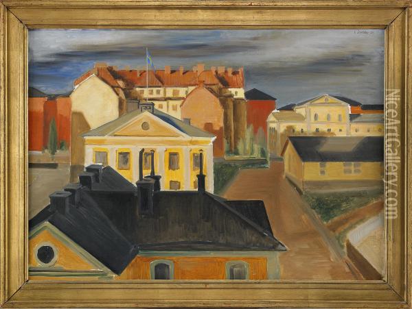 Utsikt Mot Fredrikshofs Slott Oil Painting - Ewald Albin Filip Dahlskog