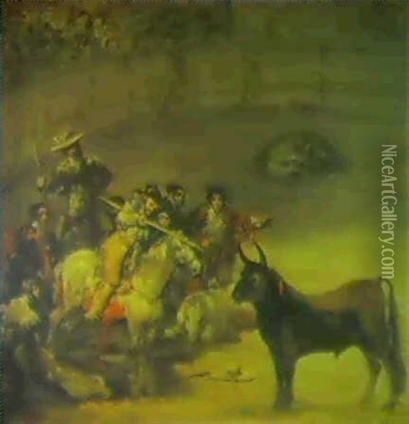Bullfight Suerte De Varas Oil Painting - Francisco Goya