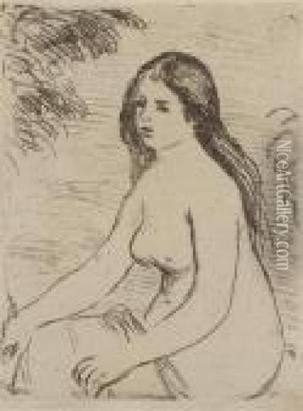 Femme Nue Assise (delteil, Stella 12) Oil Painting - Pierre Auguste Renoir