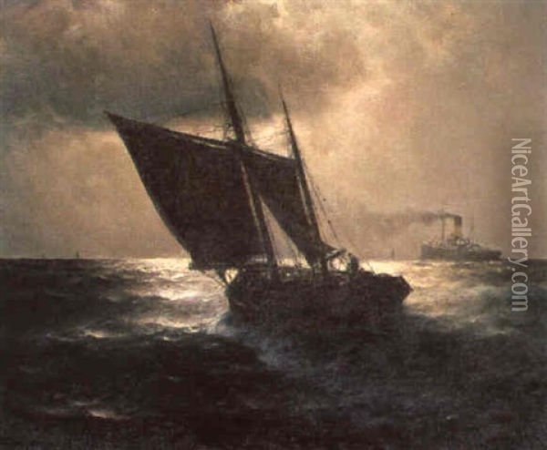 Marine Oil Painting - Franz Mueller-Gossen