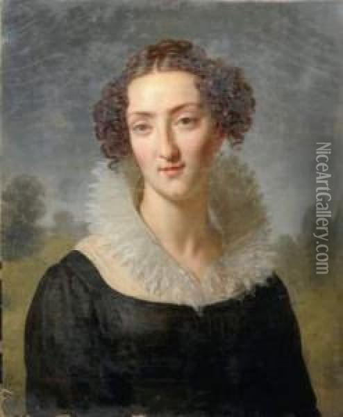 Portrait De Femme Oil Painting - Jacques Augustin C. Pajou