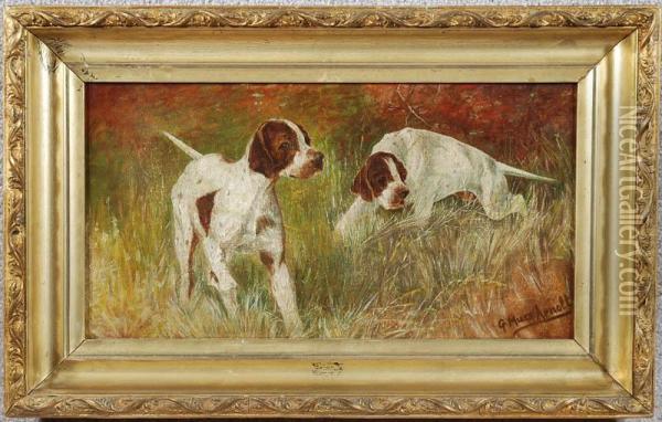 Two Pointers In A Field Oil Painting - Gustav Muss-Arnolt