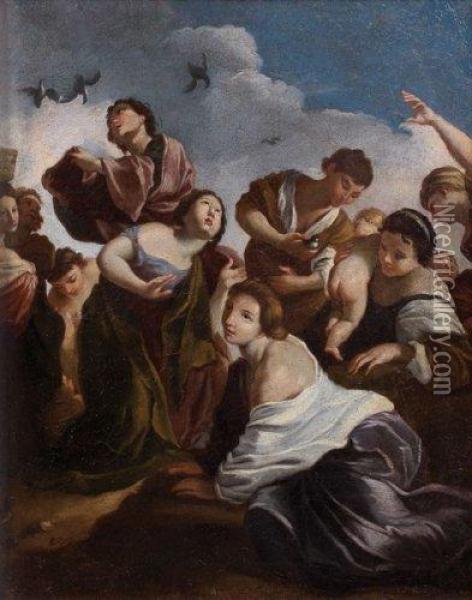 Le Miracle Des Cailles Oil Painting - Giovanni Lanfranco