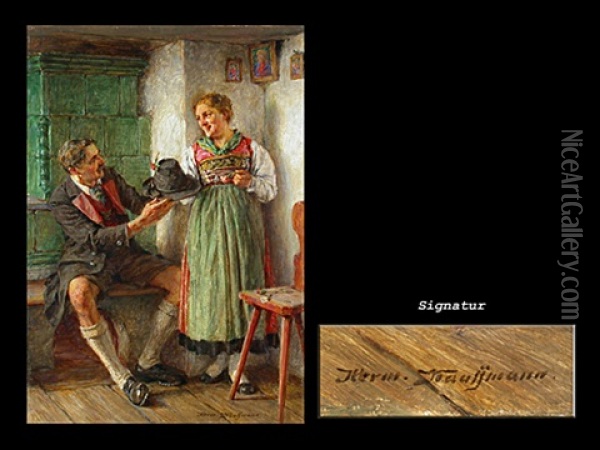 Die Tendelei Oil Painting - Hermann Kauffmann the Elder