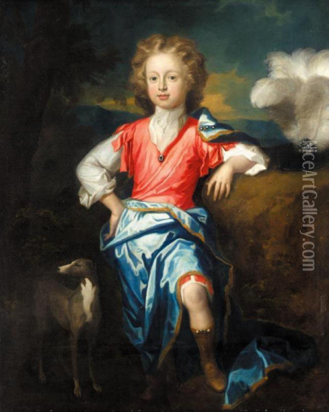 Portrait Of A Boy, Possibly James Stuart, The Old Pretender Oil Painting - William Sonmans