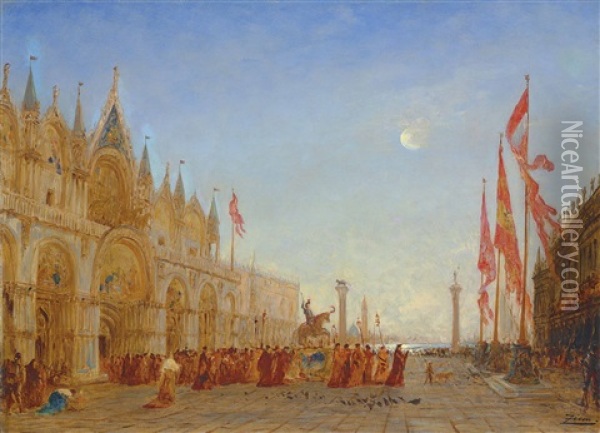 Le Triomphe De Saint Georges Majeur Oil Painting - Felix Ziem