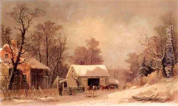 Winter in the Country Oil Painting - George Henry Durrie